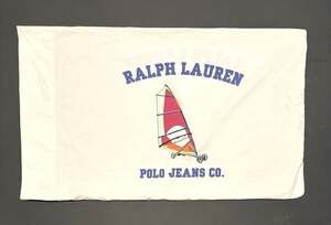 Vtg 90s Ralph Lauren Polo Jeans Co Pillowcase Land Yacht Sailing Sandsurfer USA